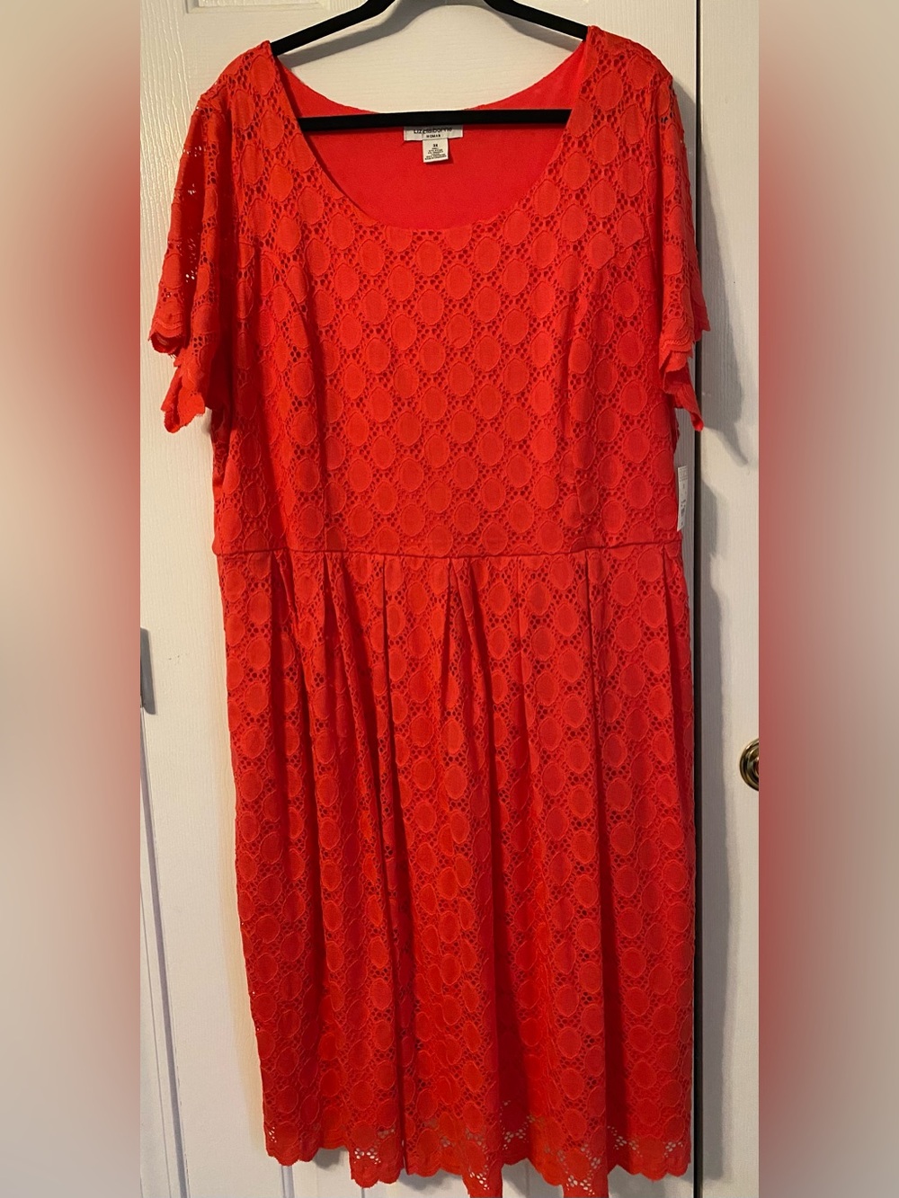 3X - Liz Claiborne (JCPenney) Women's Red/Pink Lace Scoop Neck Dress